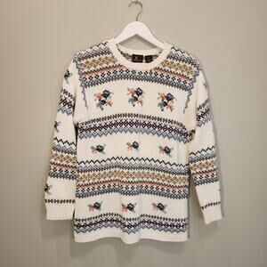 Liz Sport Tunic Sweater 90's Vintage Floral Embroidery Cottagecore - Size PS